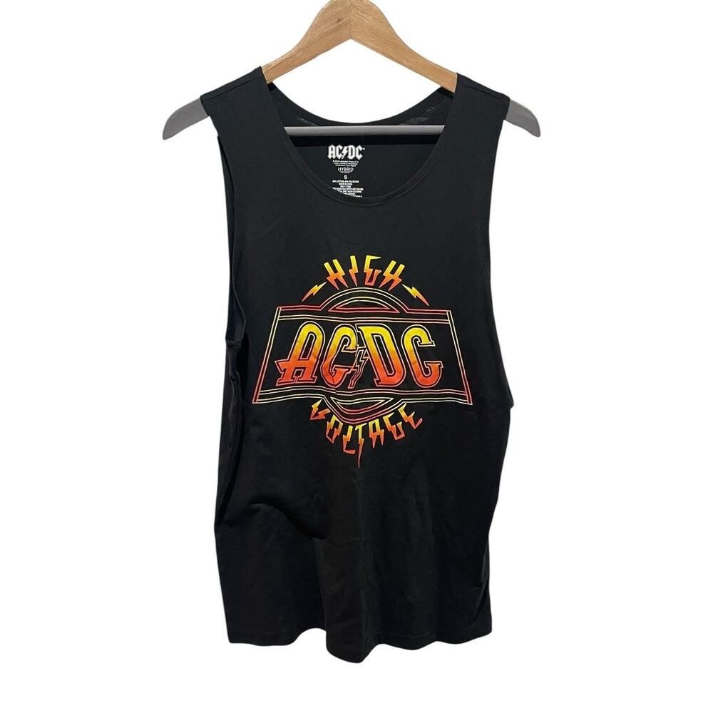 AC/DC Graphic Print Muscle Tank Top High Voltage Men's Small Black Concert Rock